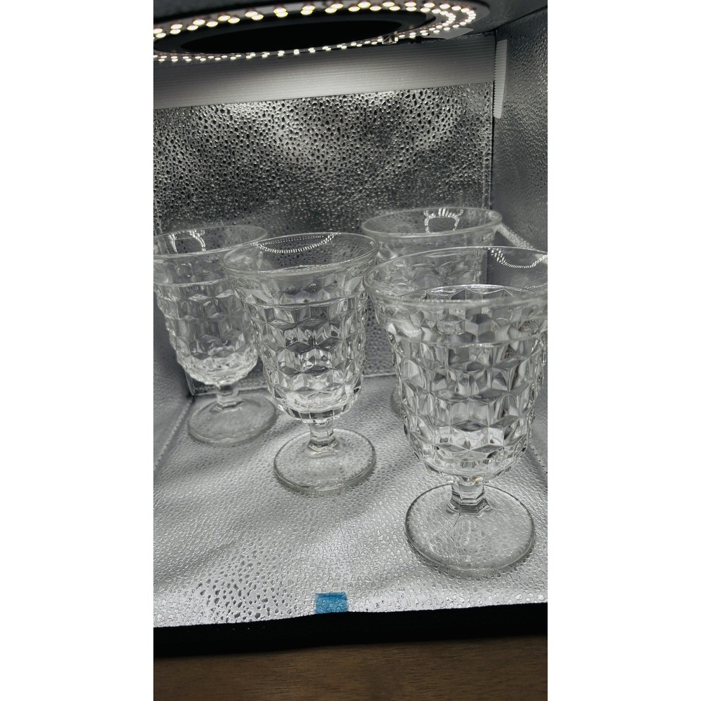 Four Vintage Fostoria American Clear #2056 Low Water Goblets 5 1/2" B4